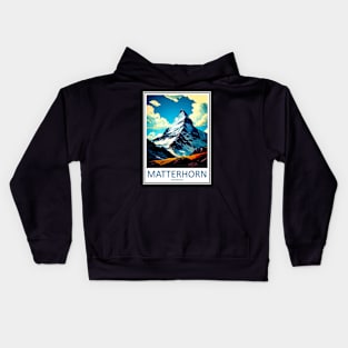 Matterhorn Mountain Switzerland Travel and Tourism Advertising Print Kids Hoodie